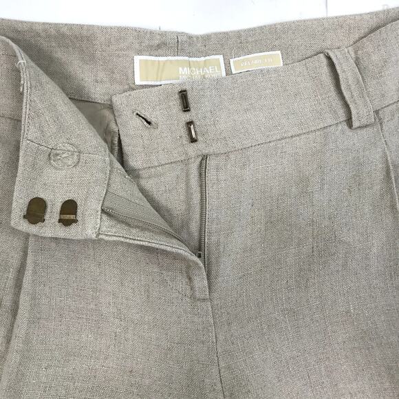 MICHAEL KORS Linen Wide Pant Women Sz10 Natural Cottage Fairy Retro Preppy Boho - Picture 6 of 7